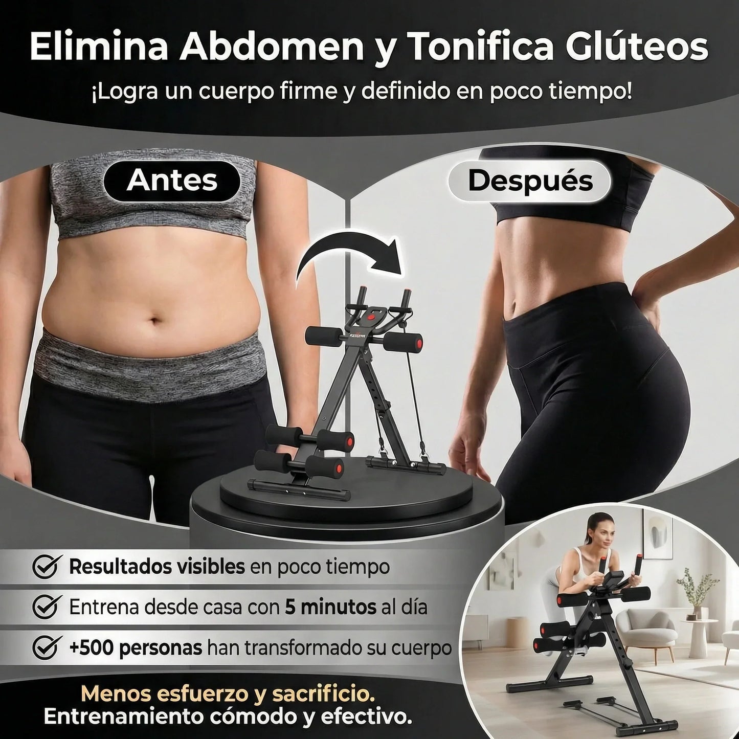 RELIFESPORTS: MAQUINA DE ABDOMINALES MULTIFUNCIONAL + RUTINAS GRATIS
