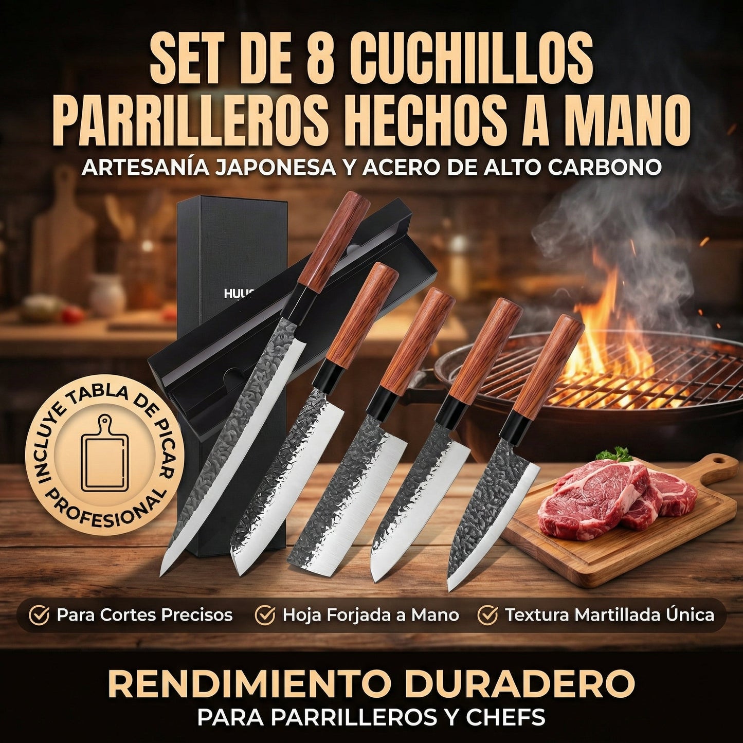 SET DE CUCHILLOS PARRILLEROS