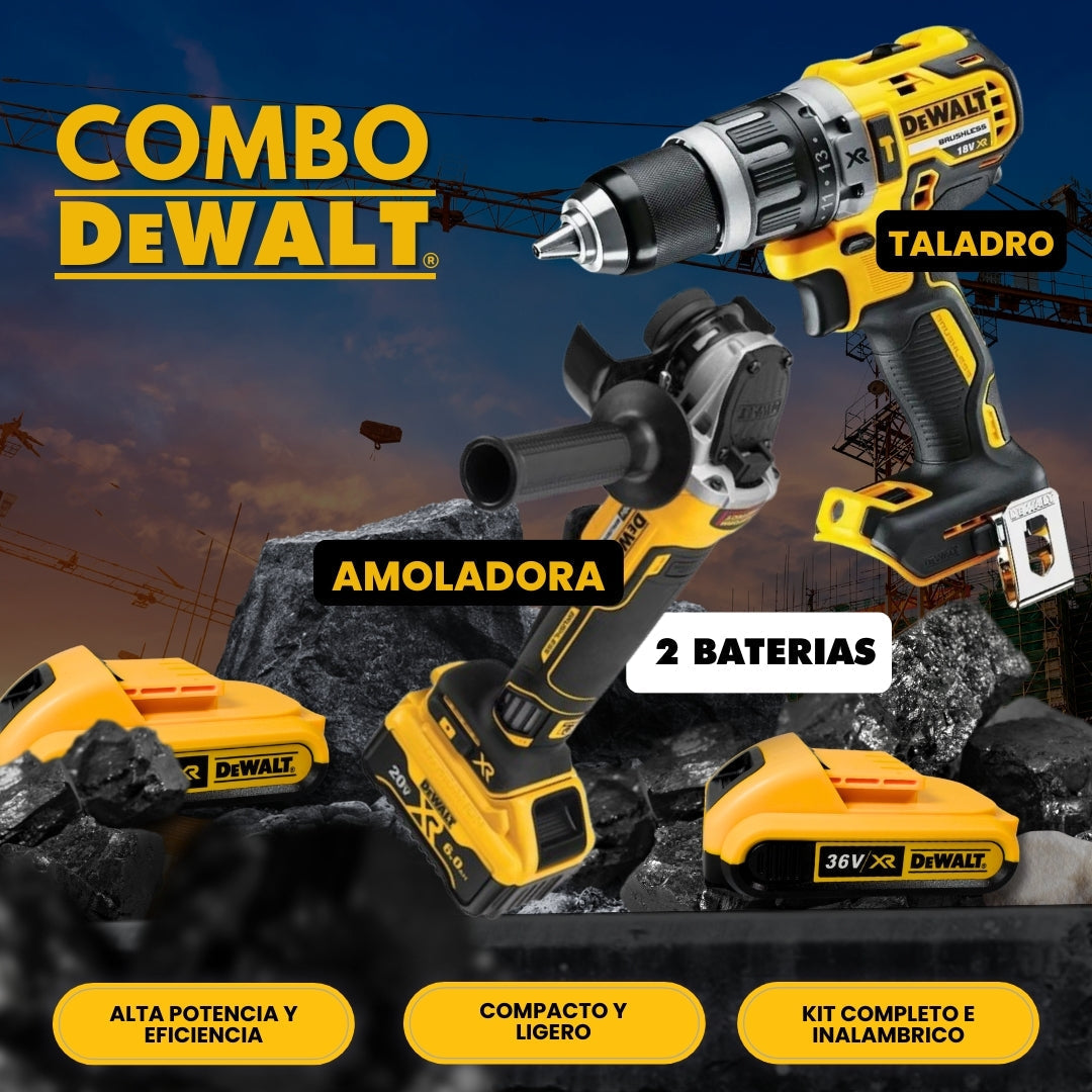 COMBO DE WALT: TALADRO + AMOLADORA