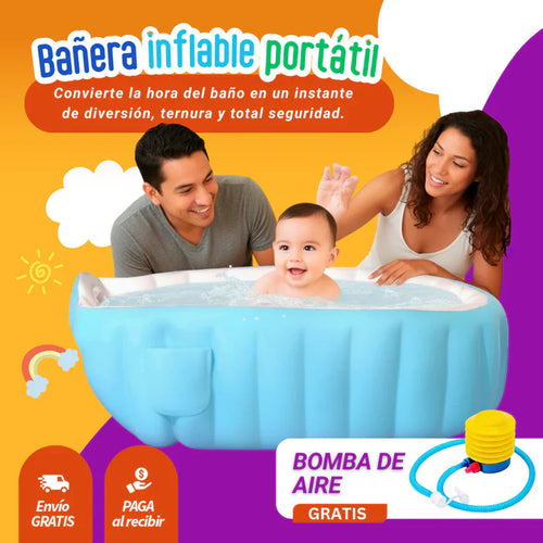 BAÑERA INFLABLE PARA BEBÉS: GRATIS BOMBA DE AIRE